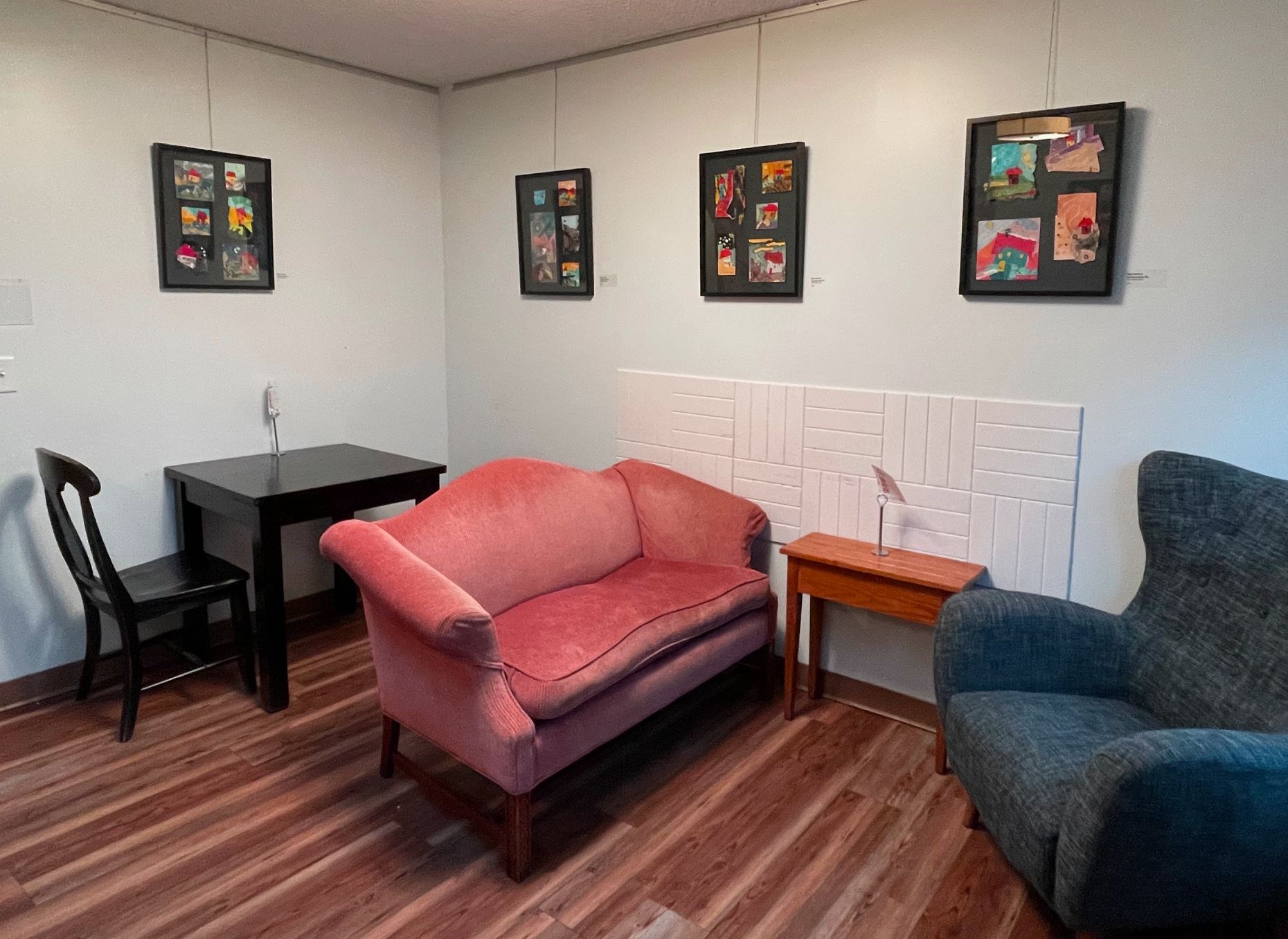 Paintings by HCA artist Mary Jo Bartos at Cream and Amber bookshop and cafe